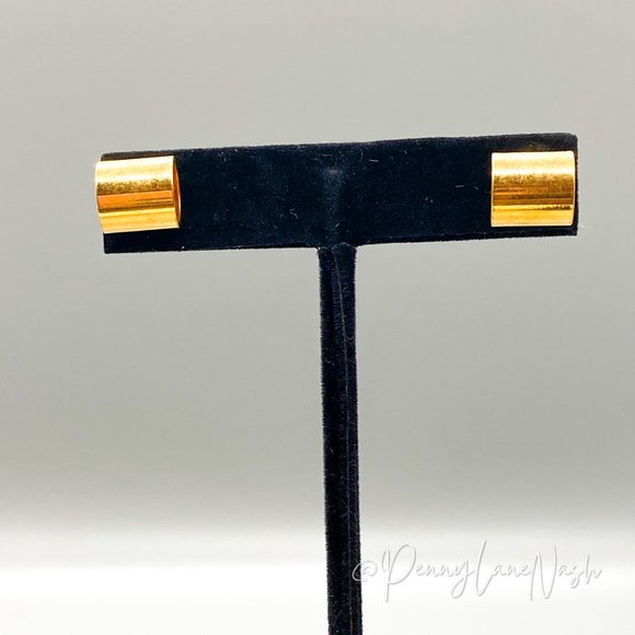 Vintage Jewelry - Vintage Gold Blunt Cylinder/Noodle Earrings